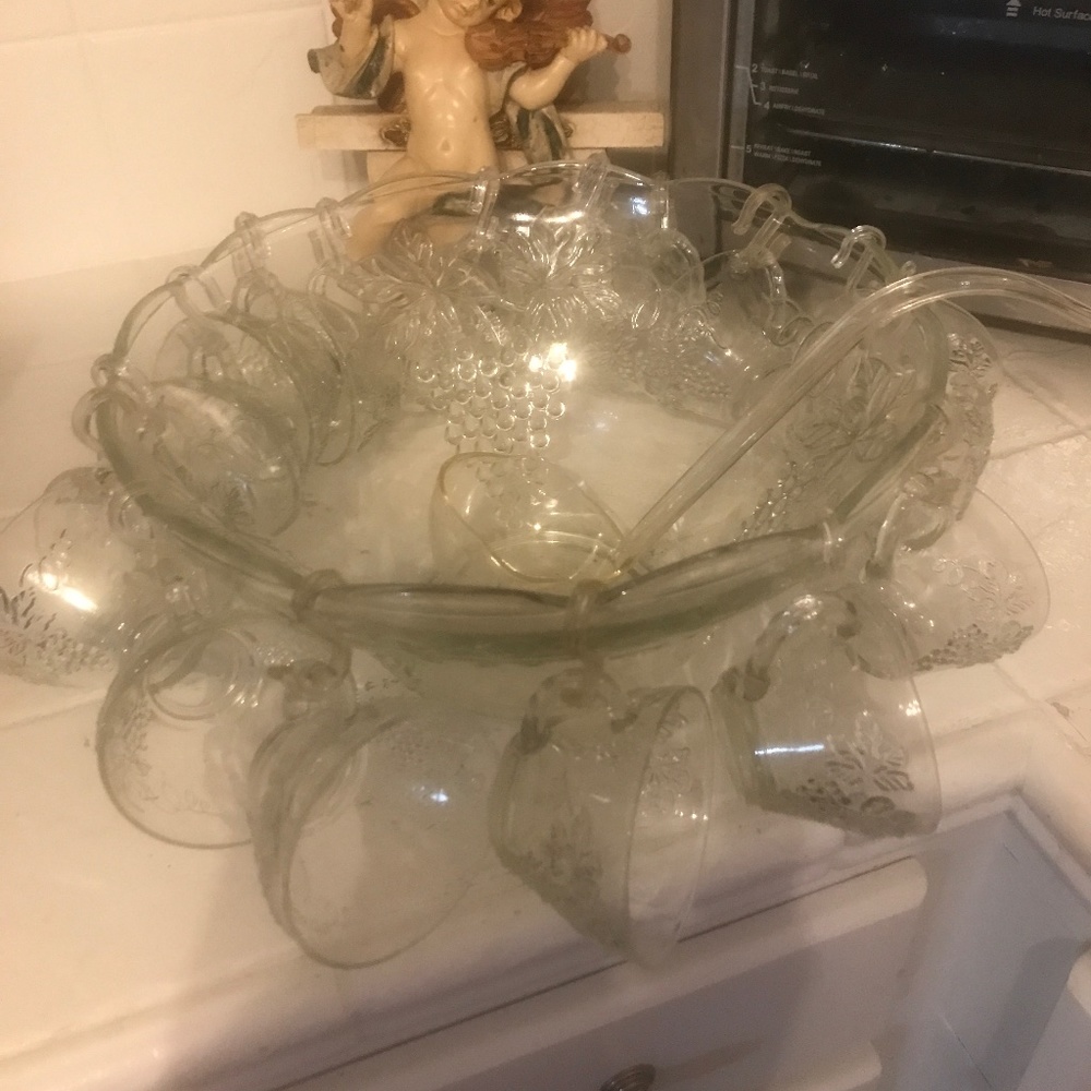 Punch bowl set,  16 cups with holder.